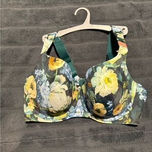 Cacique Floral Print Bra in Green and Yellow